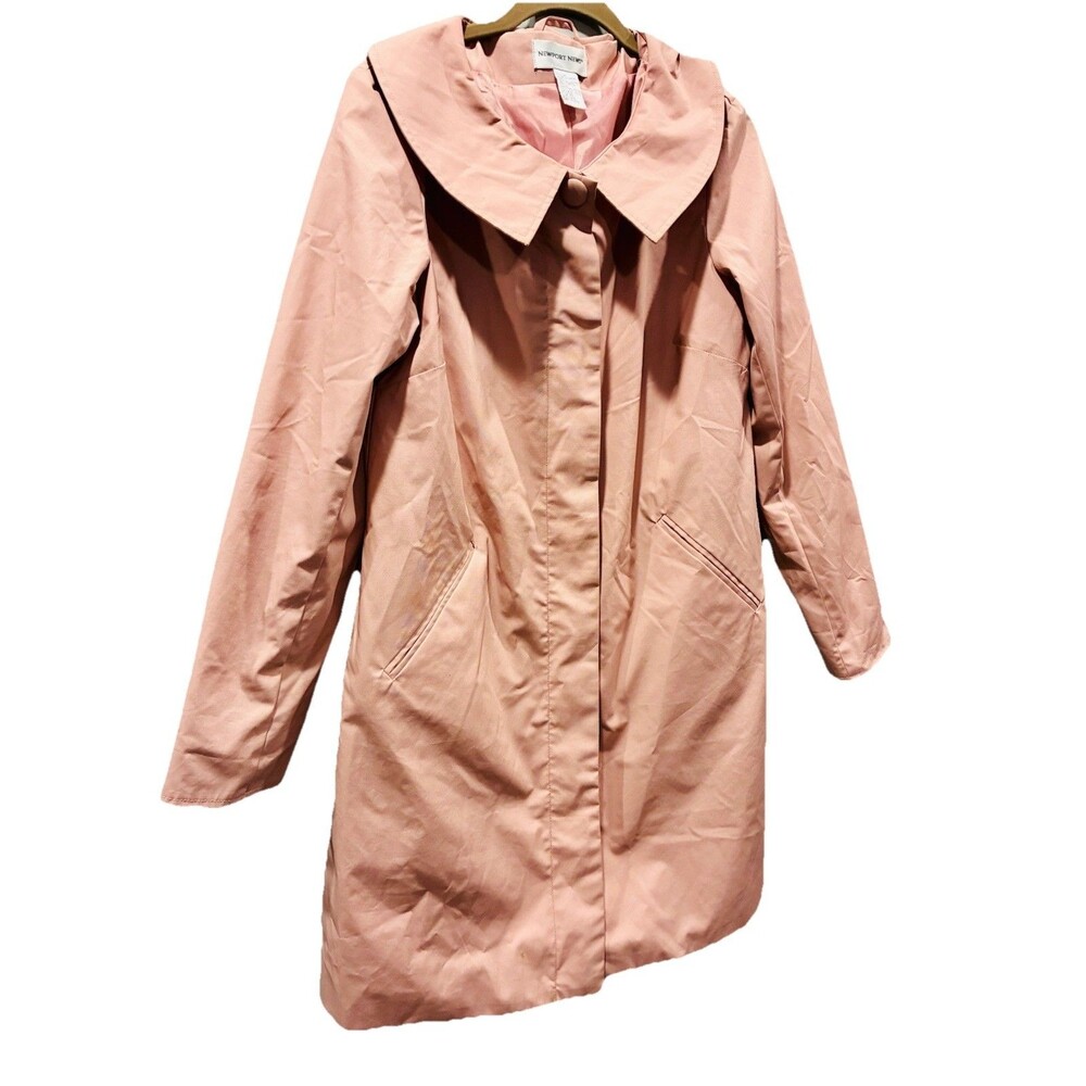 SUPER Cute Rare VTG Newport News Pink Trench Rain Coat Size 10 Kawaii Coquette